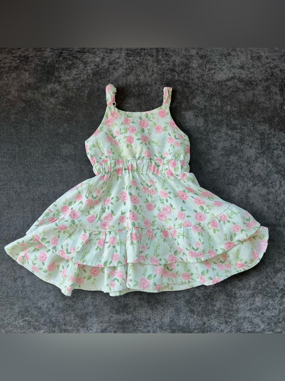 SweetHoney Girls Linen Tiered Dress in Bit of Blooms Size 12 Months